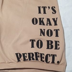 NWOT Cozy Oversized Sweatshirt Dress Tan 1X "It's Okay Not To Be Perfect"